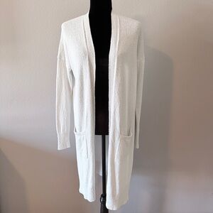 GAP Long Open-Front Off-White Cardigan with Pockets